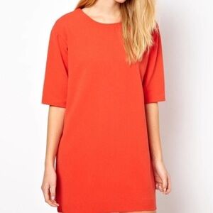 Blaque Label Shift Dress Bright Orange Medium Roll Tab Sleeves